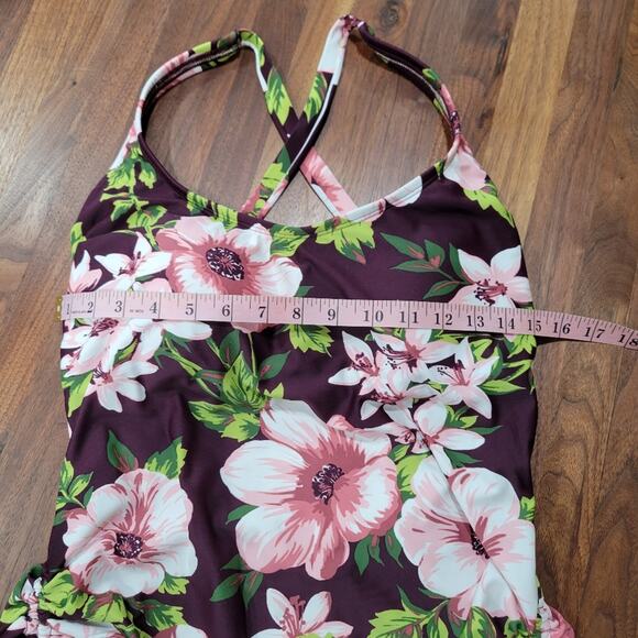 Kona Sol One piece Floral Swim Suit Padded Cups Strappy Back Size XL - Picture 9 of 10